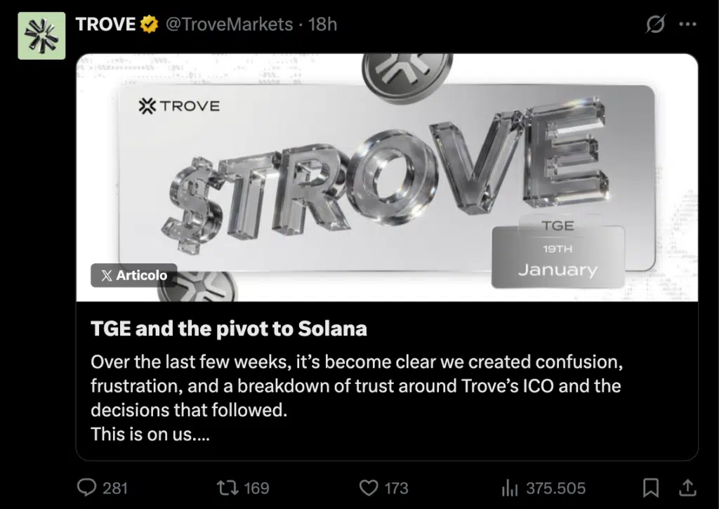 Trove debutto Solana