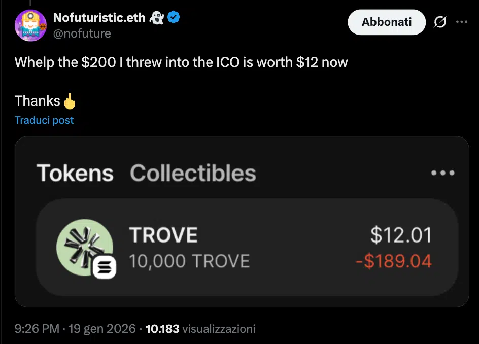 Investitore public sale TROVE