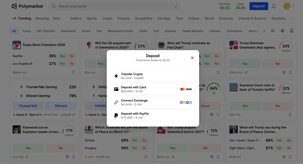 Deposito crypto o fiat