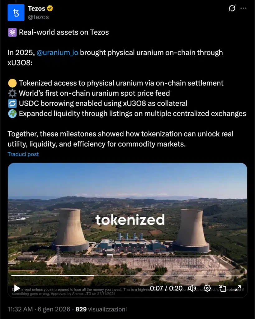 Tezos Uranio tokenizzato