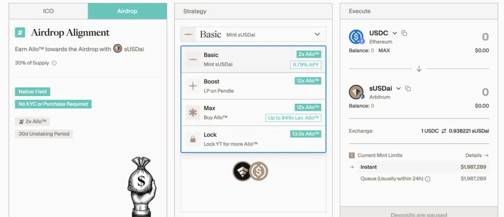 Airdrop e punti Allo