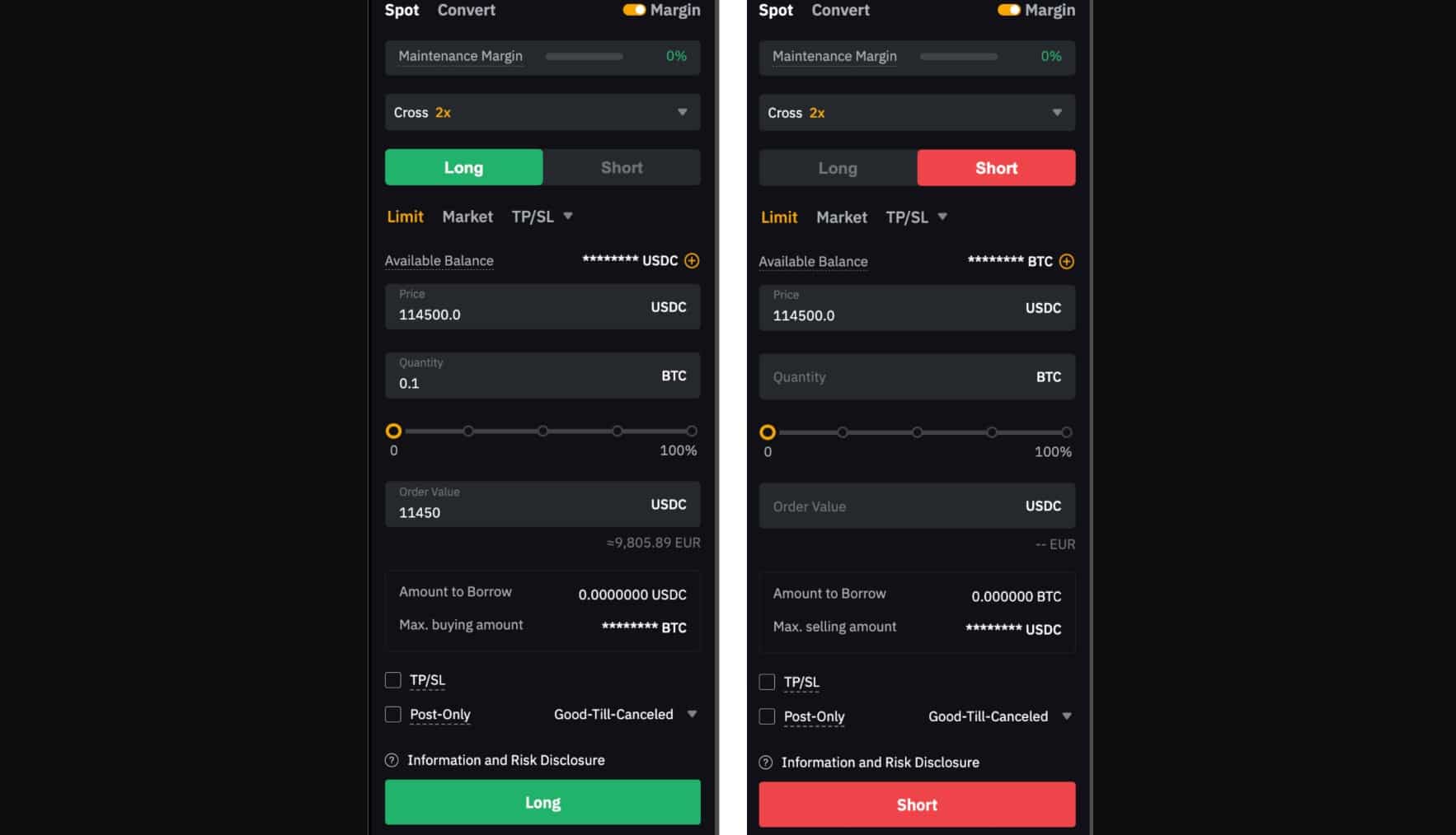 Impostazione ordine Margin Spot Trading Bybit