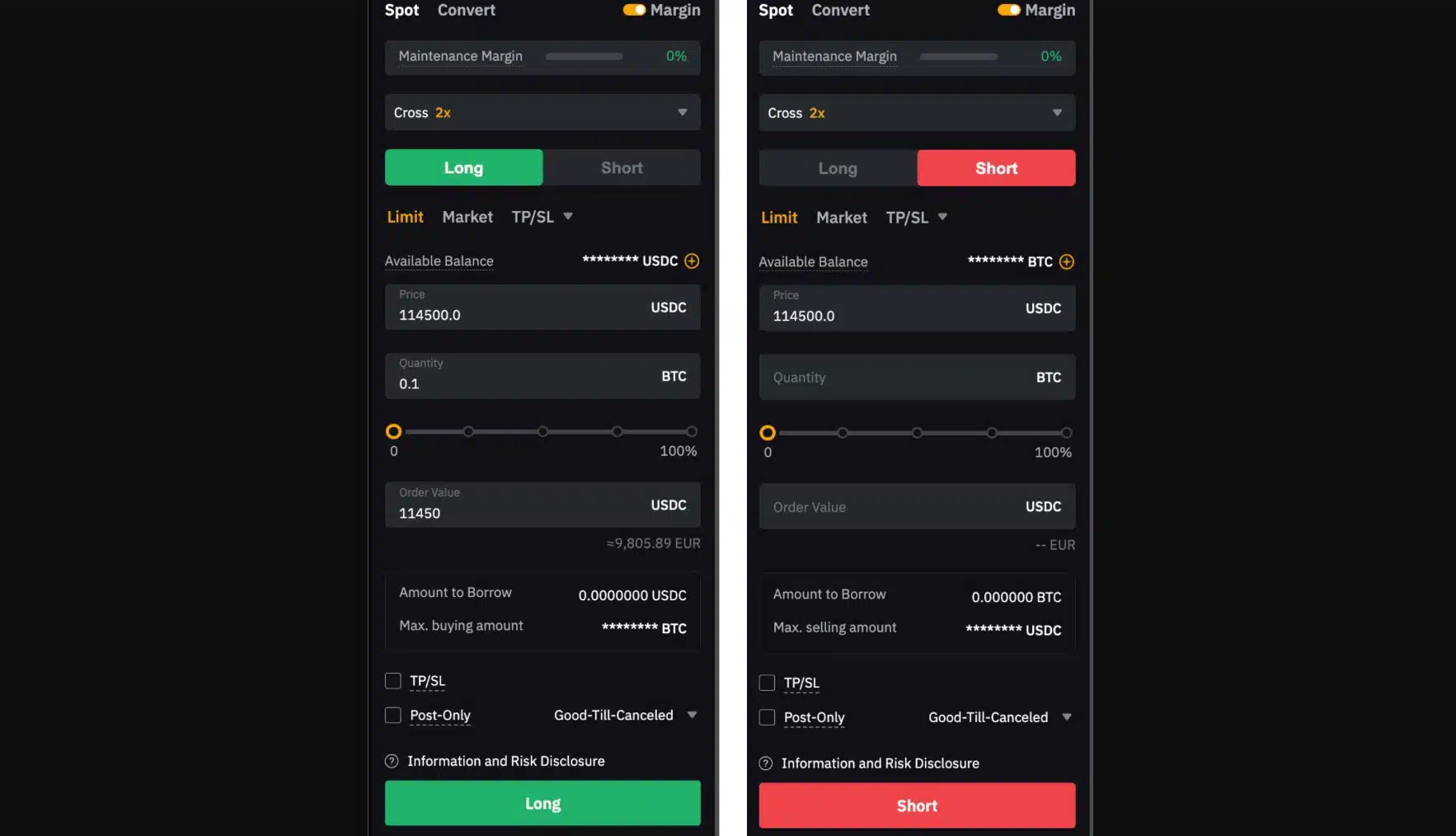 Impostazione ordine Margin Spot Trading Bybit