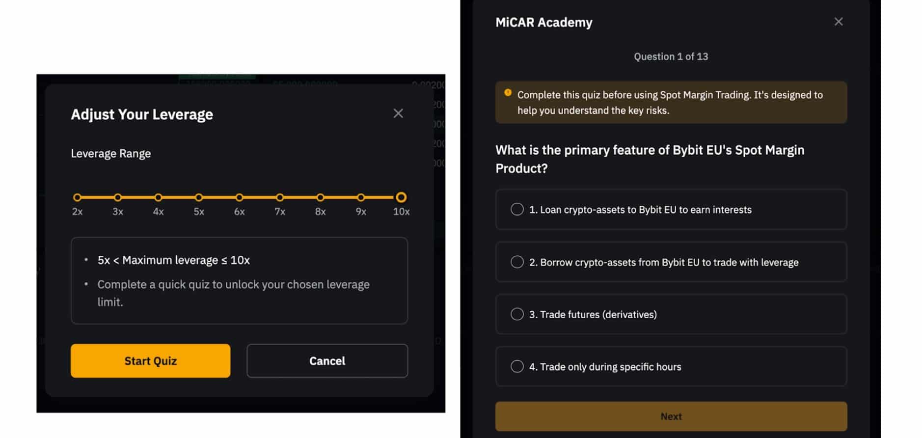Quiz adeguamento Margin Trading Spot Bybit