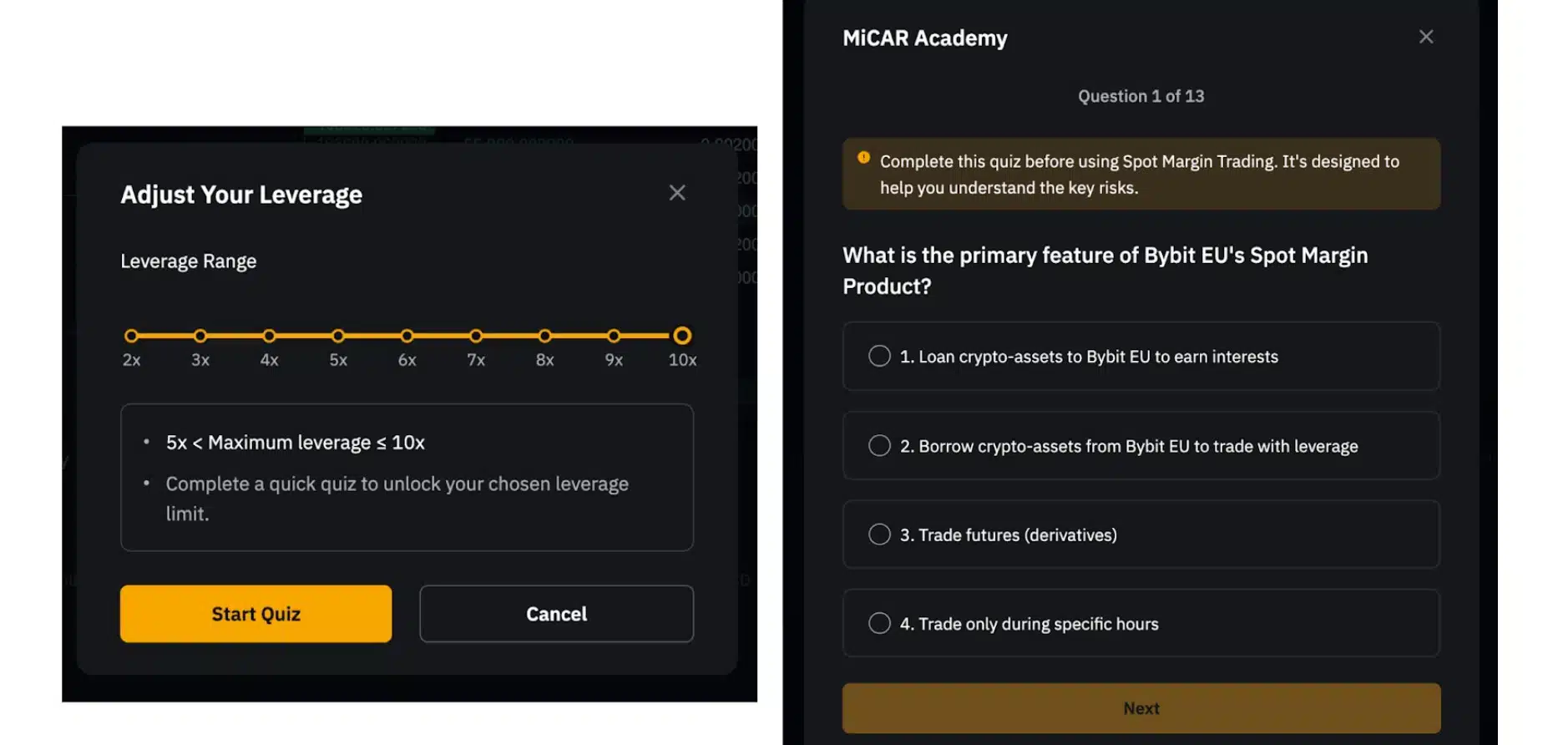 Quiz adeguamento Margin Trading Spot Bybit