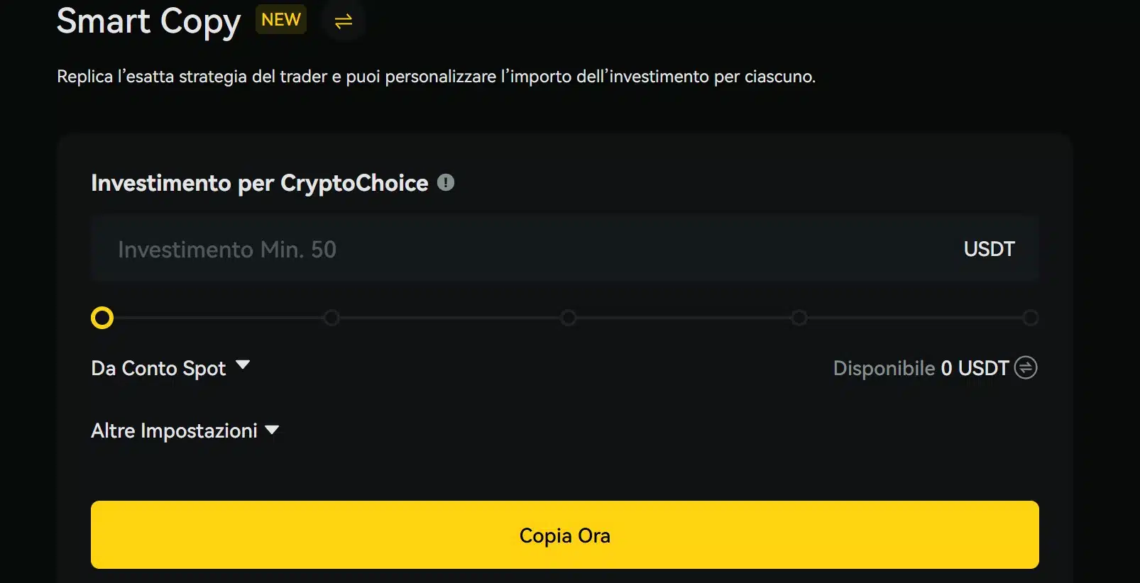 Smart Copy su exchange BYDFi