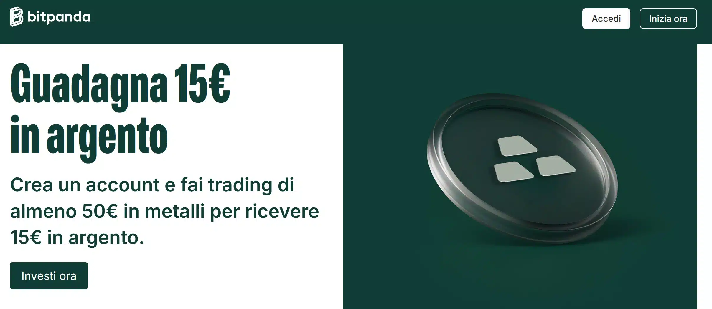 Bitpanda Promo argento - registrazione