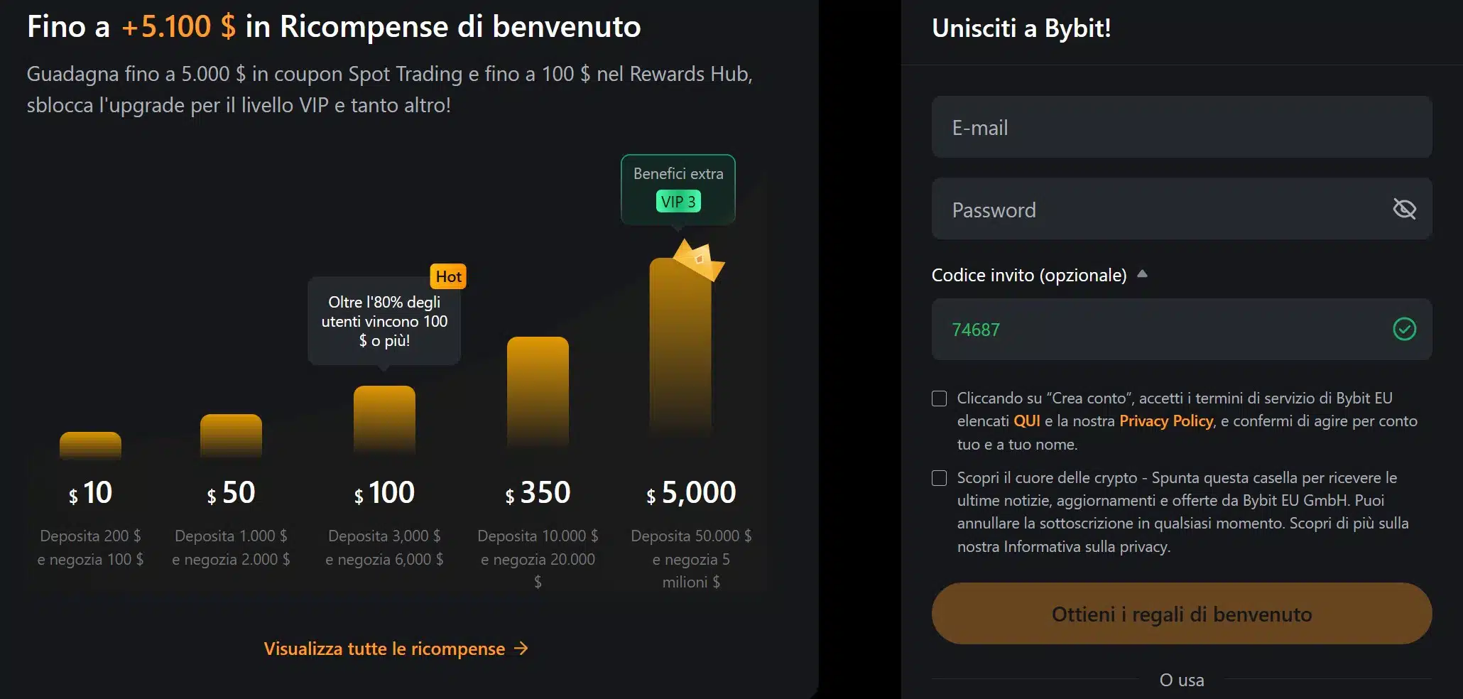 Bonus crypto - Bitcoin su Bybit