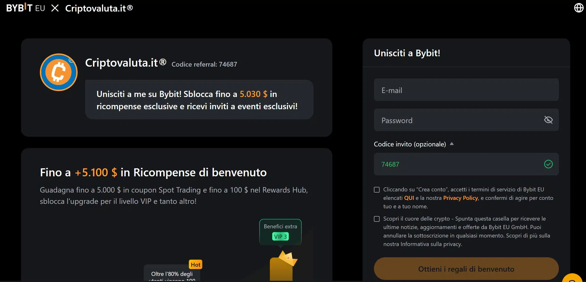 Bybit - registrazione