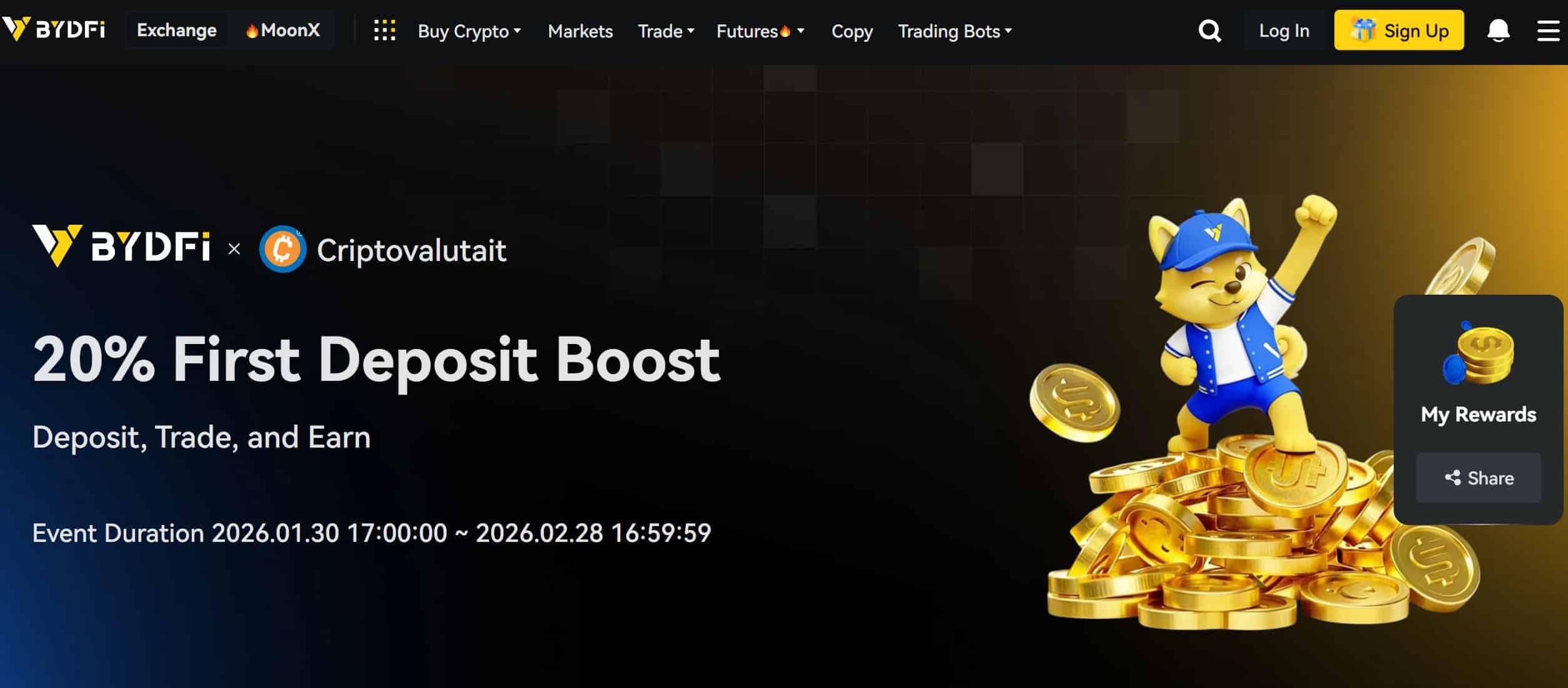 Migliori bonus criptovalute / Bitcoin su BYDFi