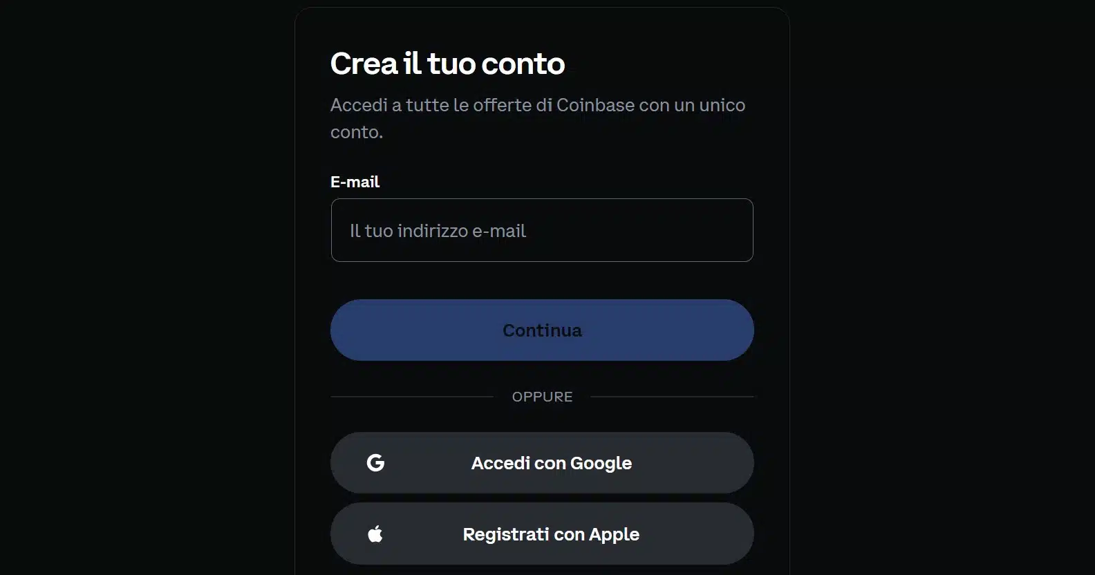 Coinbase Promo - Registrazione
