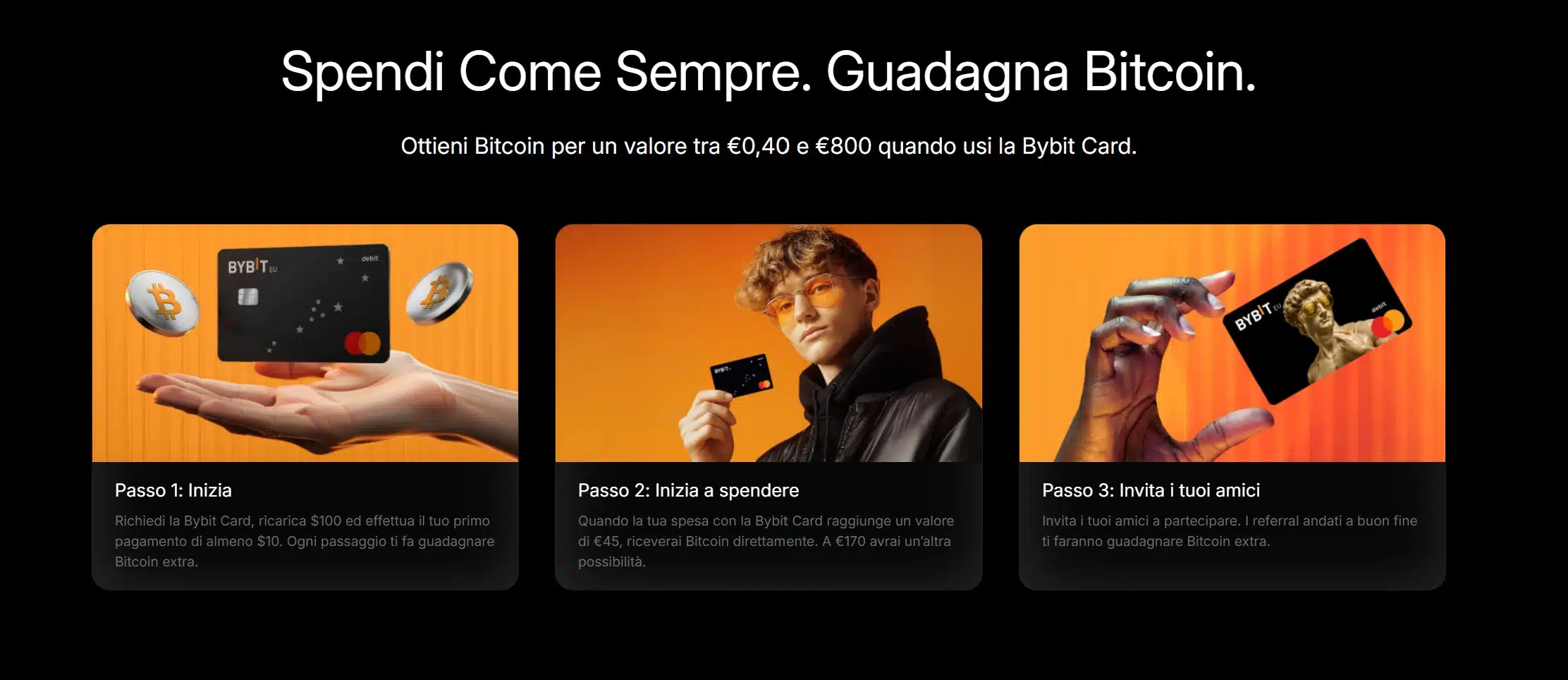 Guadagna Bitcoin tramite Bybit Card EU