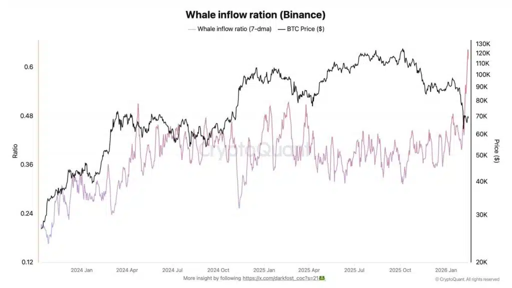 Whale ratio inflow Bitcoin