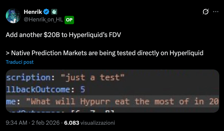 Hyperliquid test prediction markets