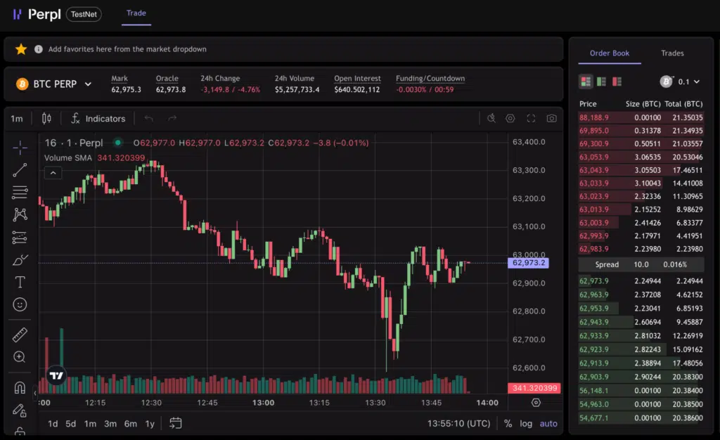 Perpl interfaccia trading