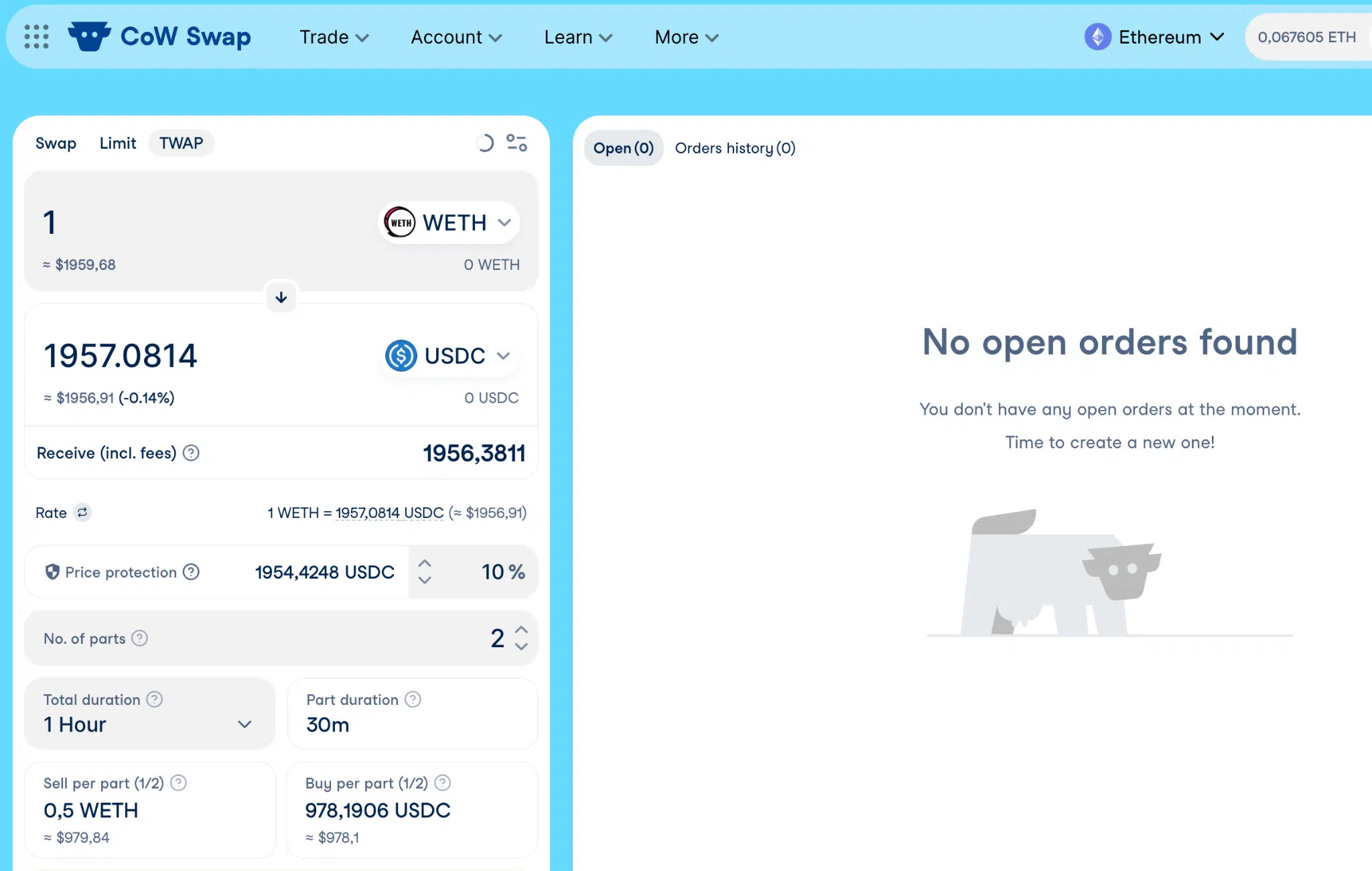 Ordini TWAP CowSwap