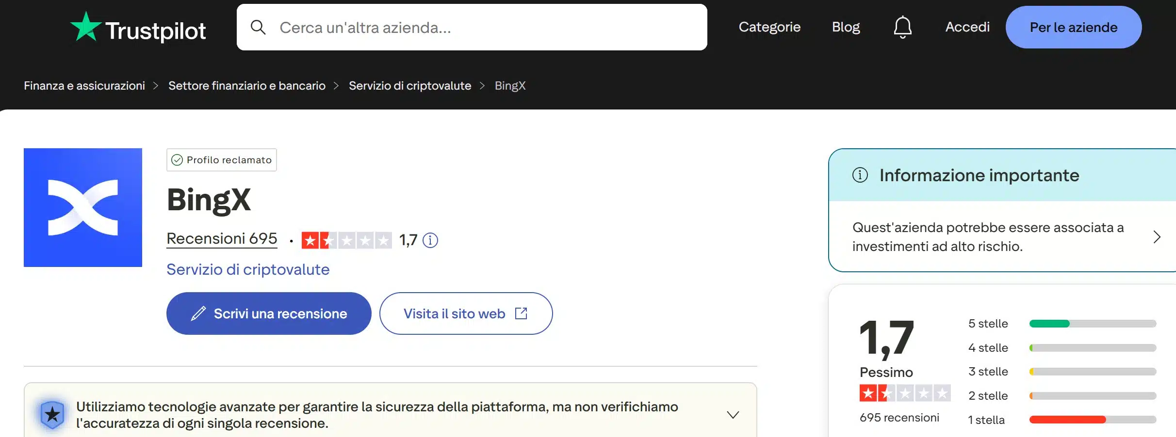 BingX TrustPilot - recensioni positive e negative