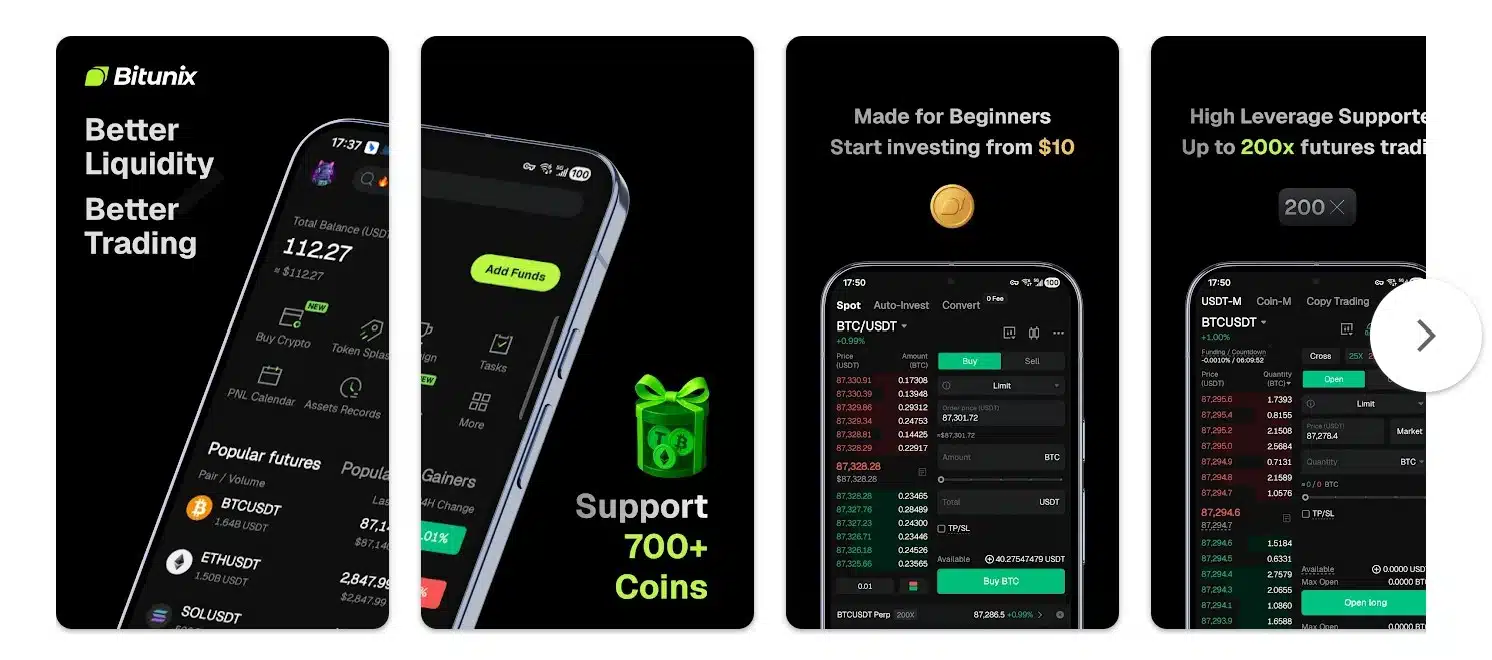 Bitunix tra le migliori app crypto