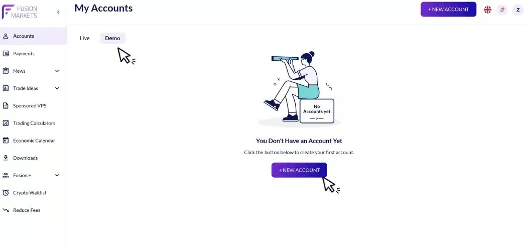 Demo Account su Fusion Markets