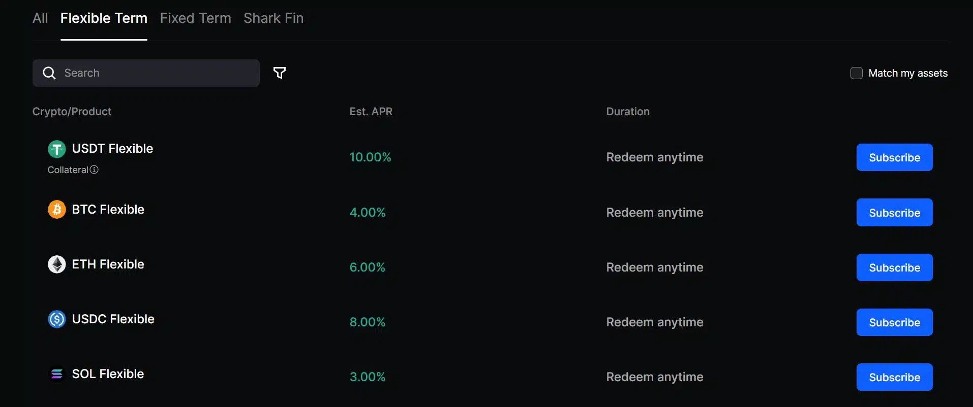 Earn flessibile - BingX