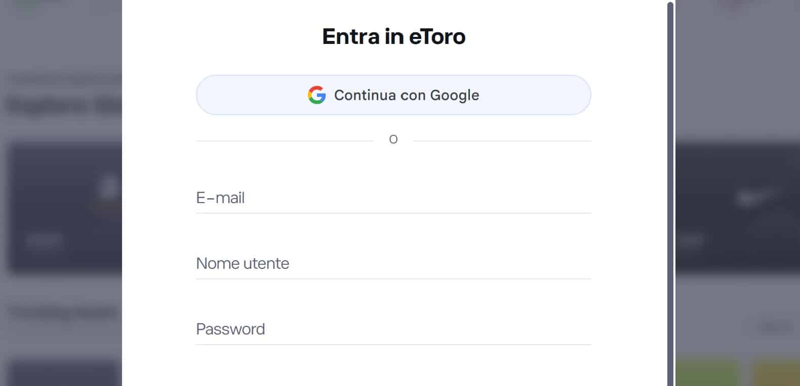 eToro PAC - registrazione