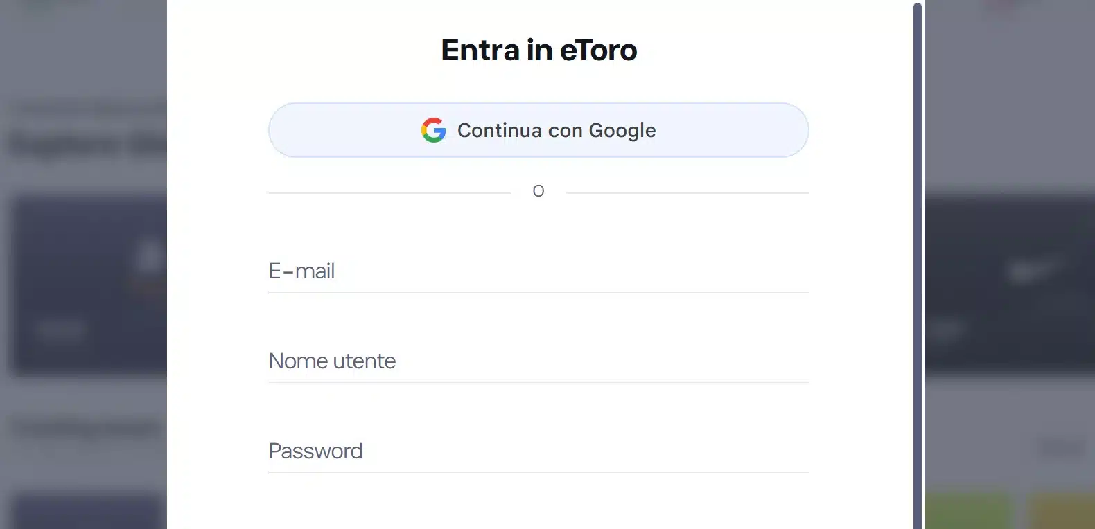 eToro PAC - registrazione