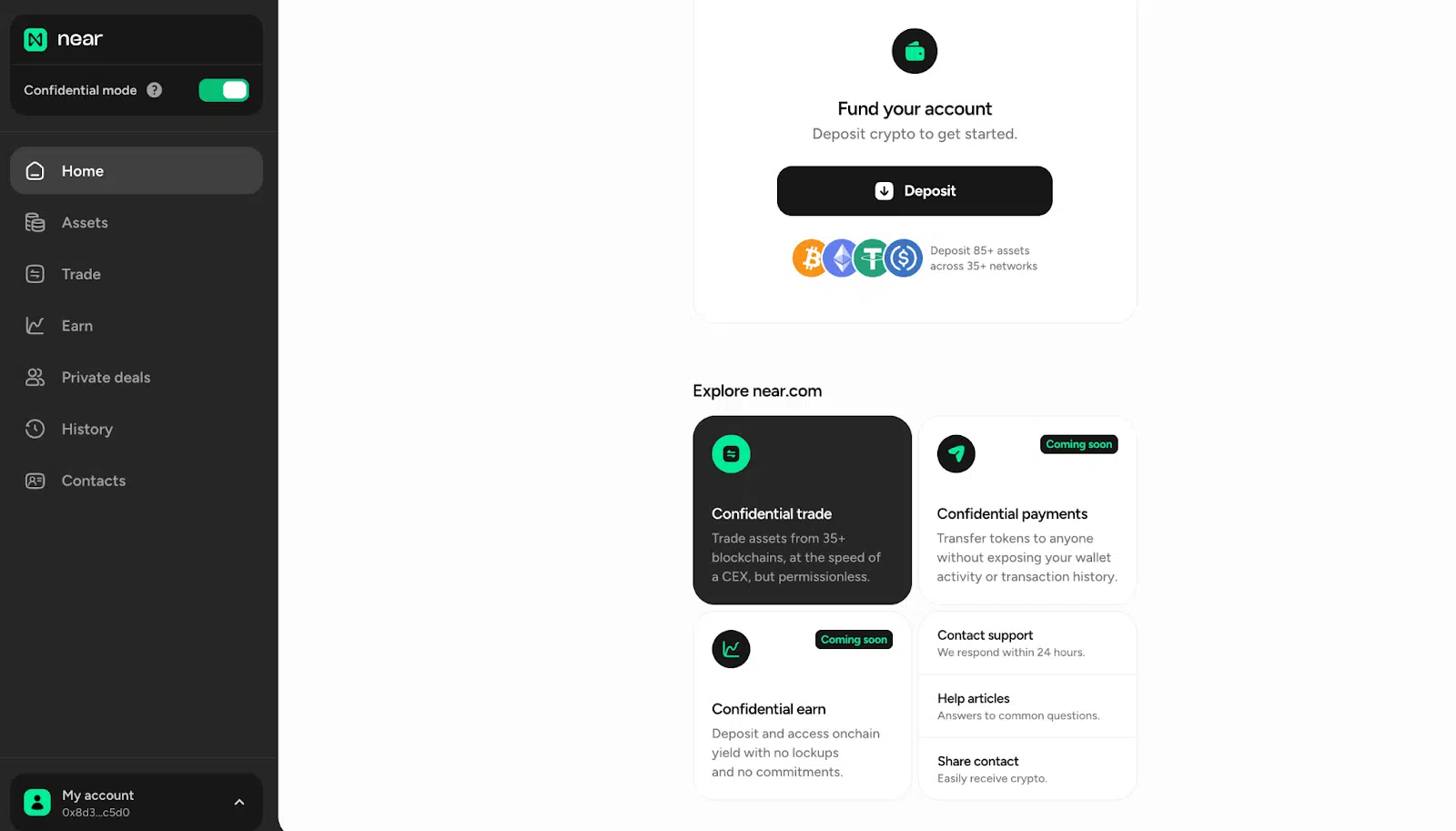 Near interfaccia confidential mode