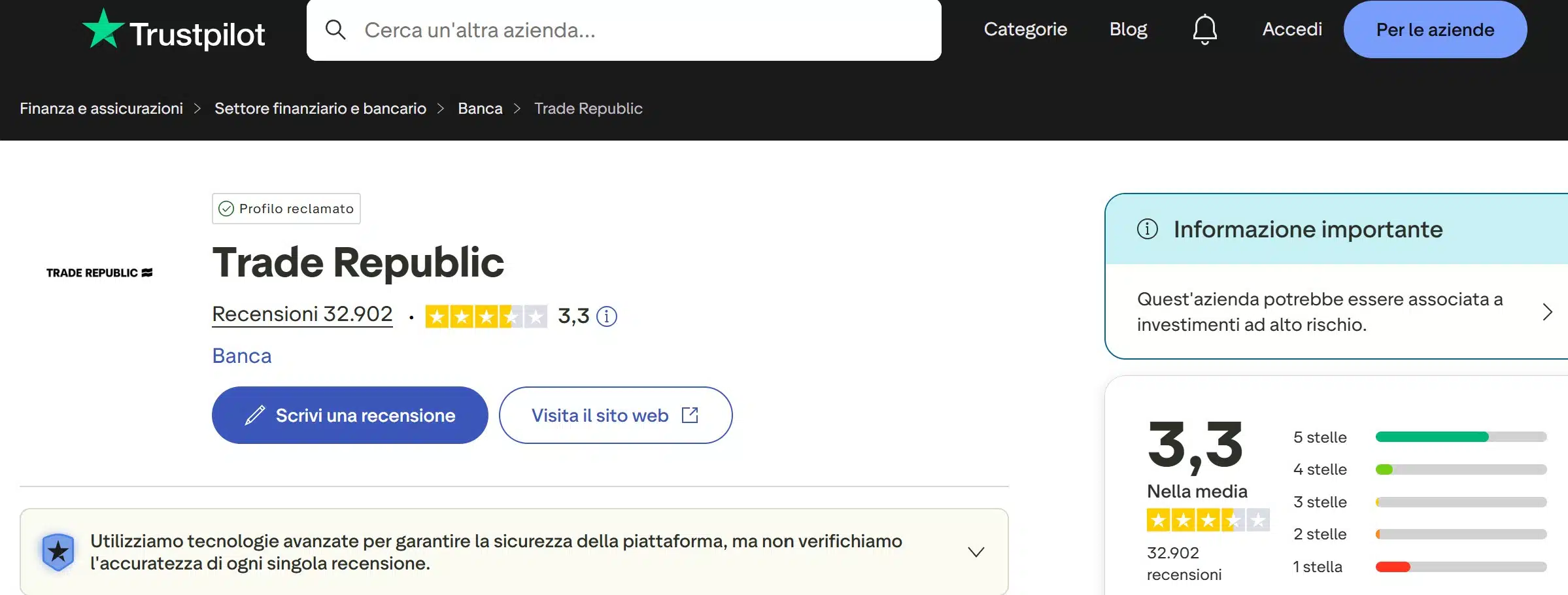 Trade Republic su TrustPilot - Recensioni positive e negative