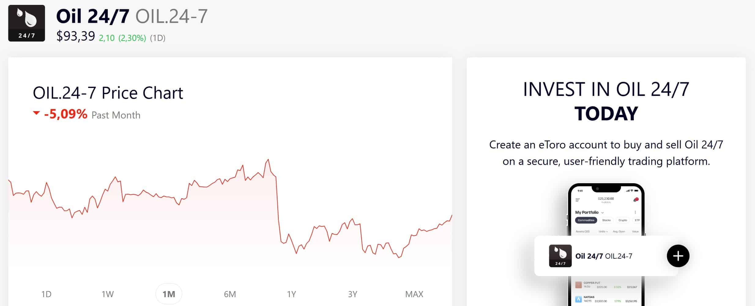 Trading 24/7 sul petrolio - eToro
