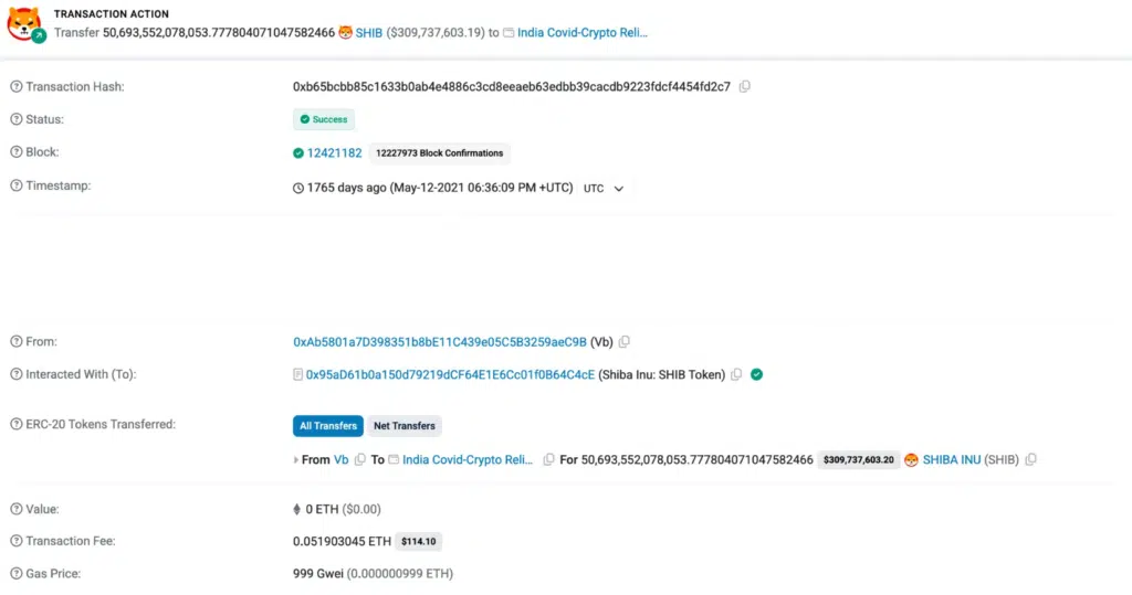 Vitalik Donazione SHIB