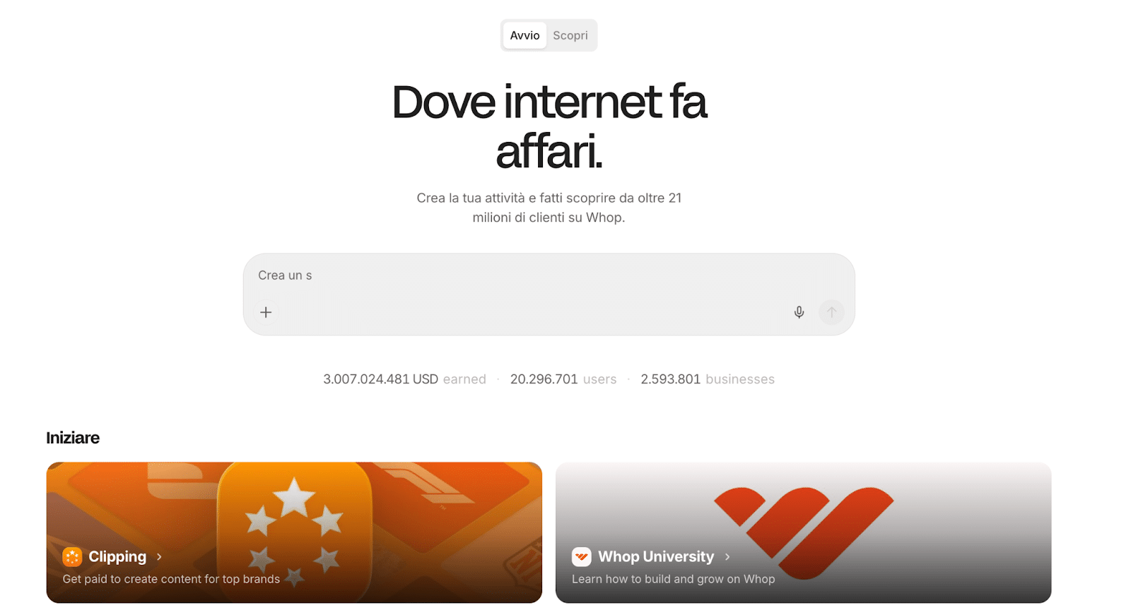 Whop applicazione web2