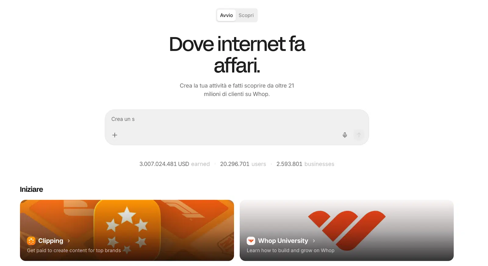 Whop applicazione web2