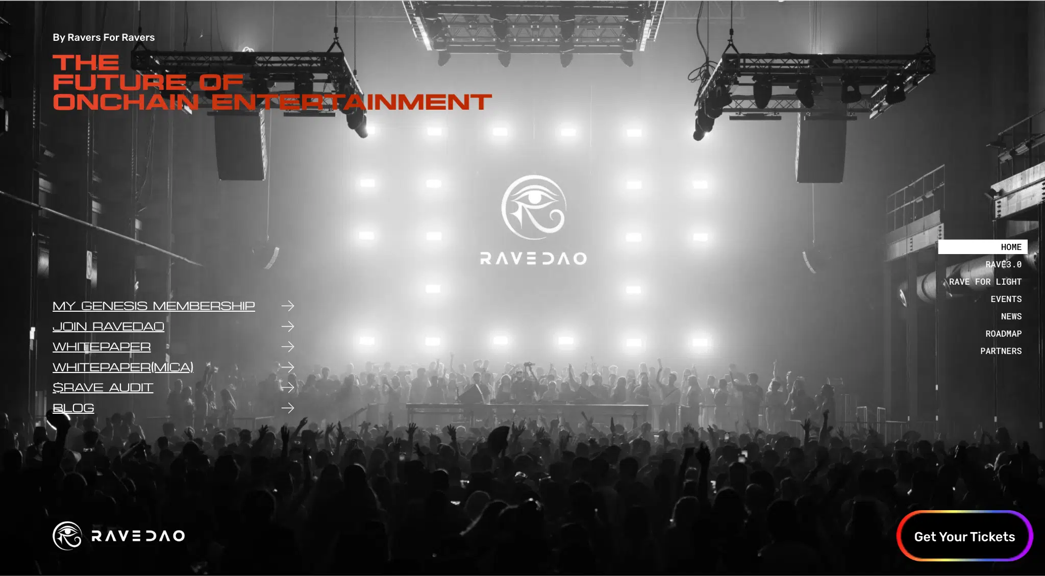 RaveDAO pagina web eventi musicali crypto blockchain