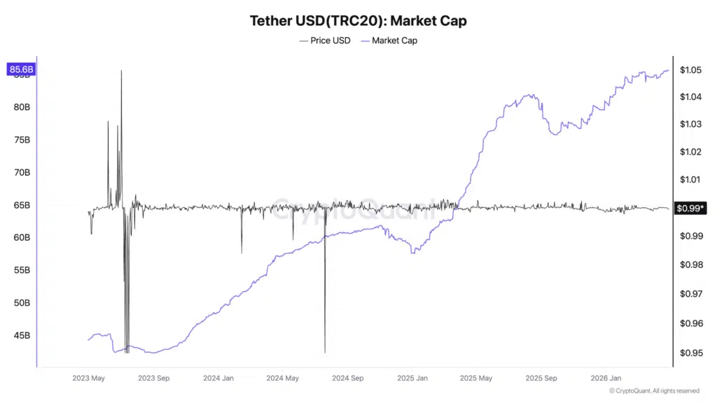 Capitalizzazione USDT su rete Tron