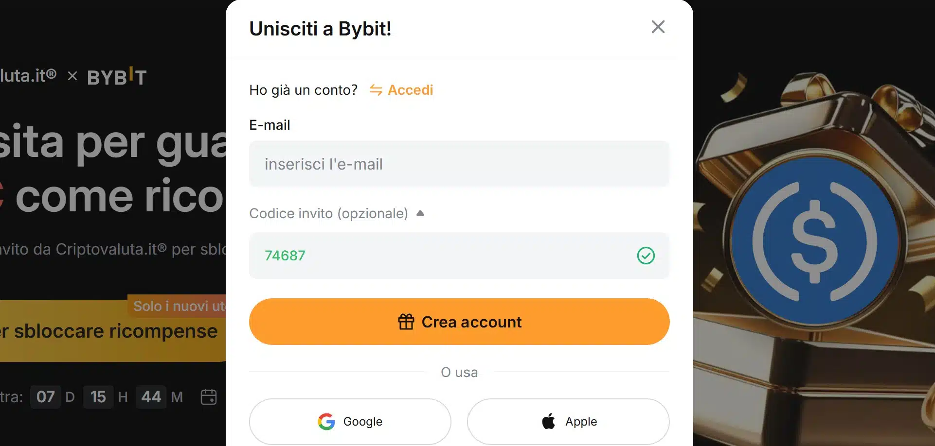 Bybit Pay - registrazione account