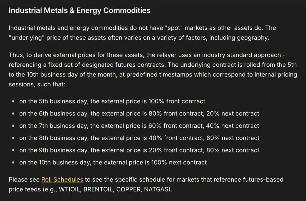 Rolling oracolo Hyperliquid contratti petrolio