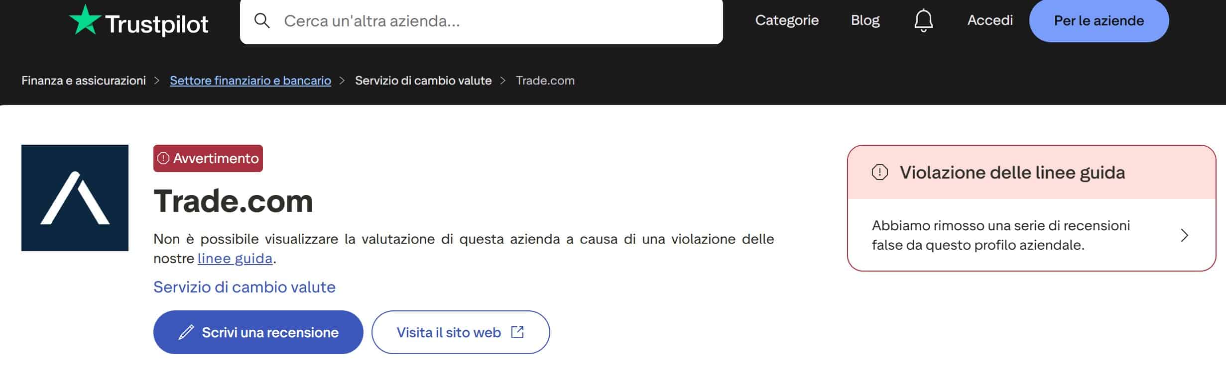 Trade.com su TrustPilot - recensioni positive e negative