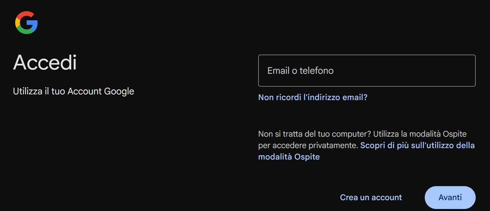 Google Fonti Preferite - Accesso account Google