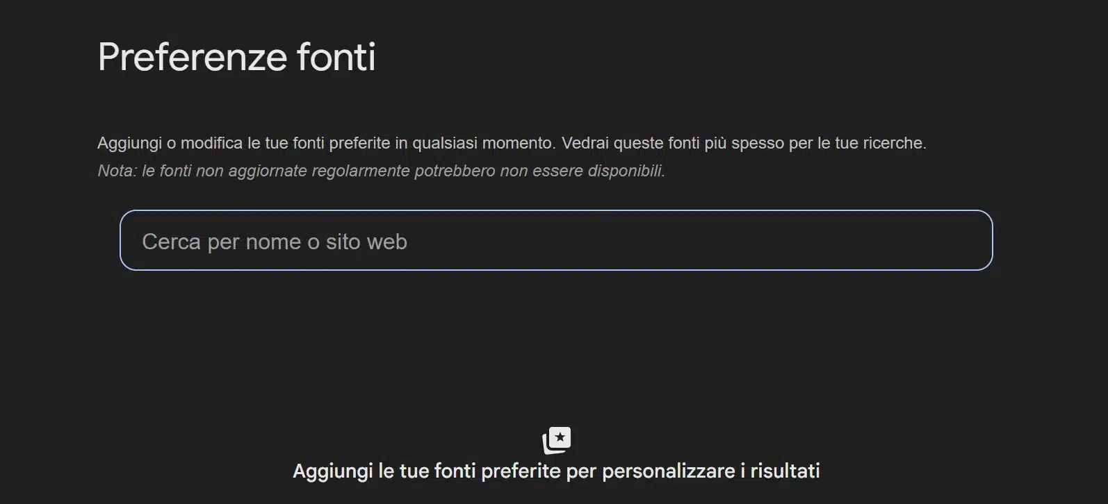 Google Fonti Preferite - Accesso