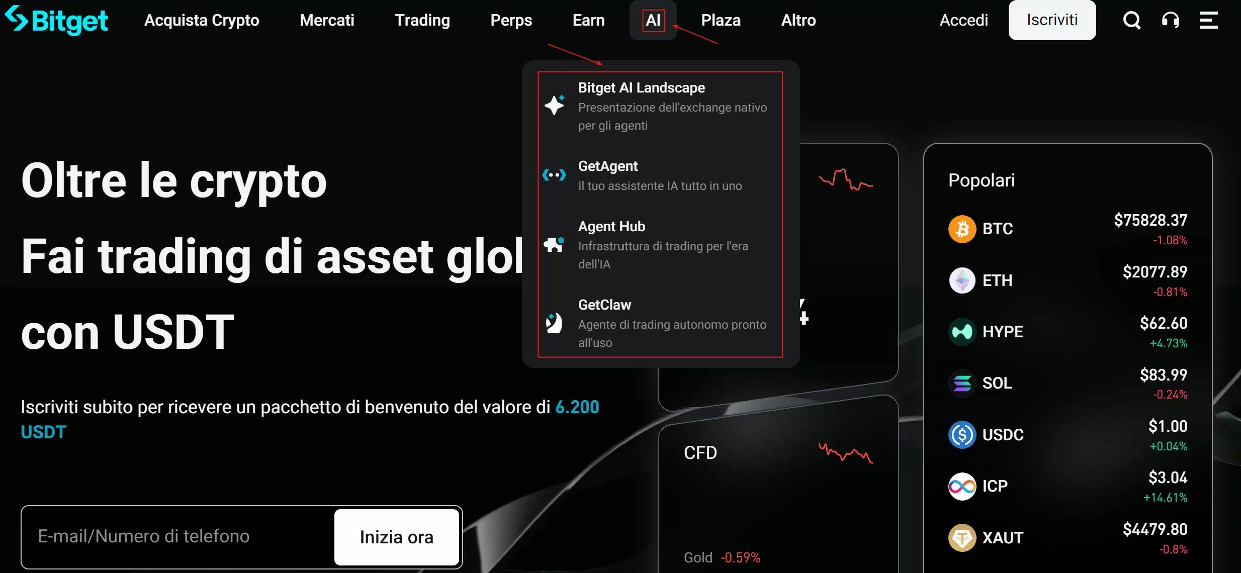 Migliori piattaforme crypto AI - Bitget