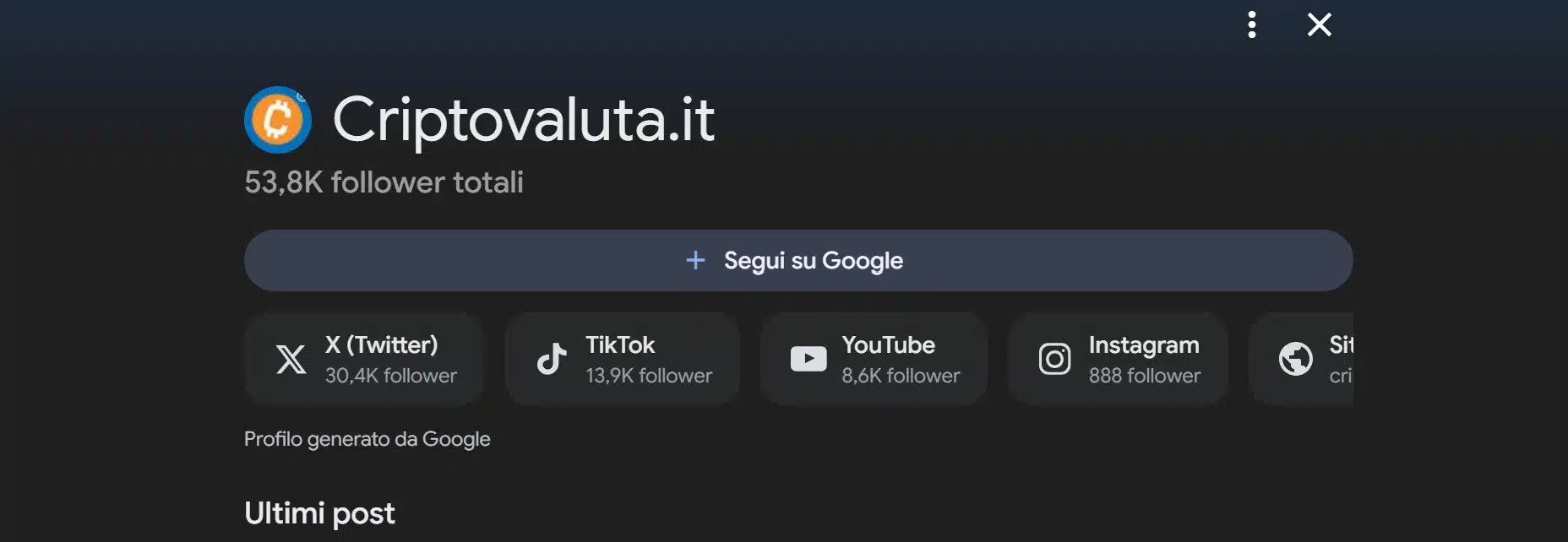 Seguire un profilo su Google Discover