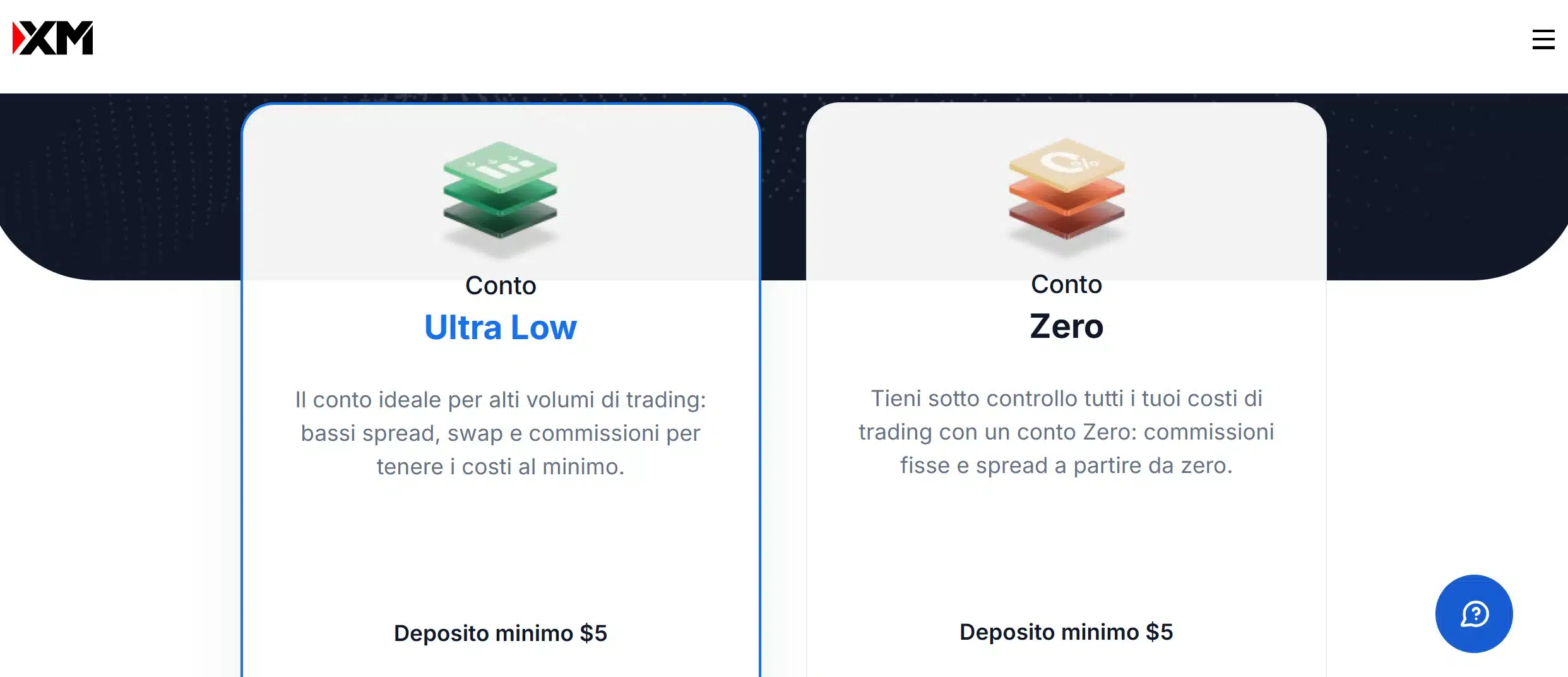XM: conti disponibili