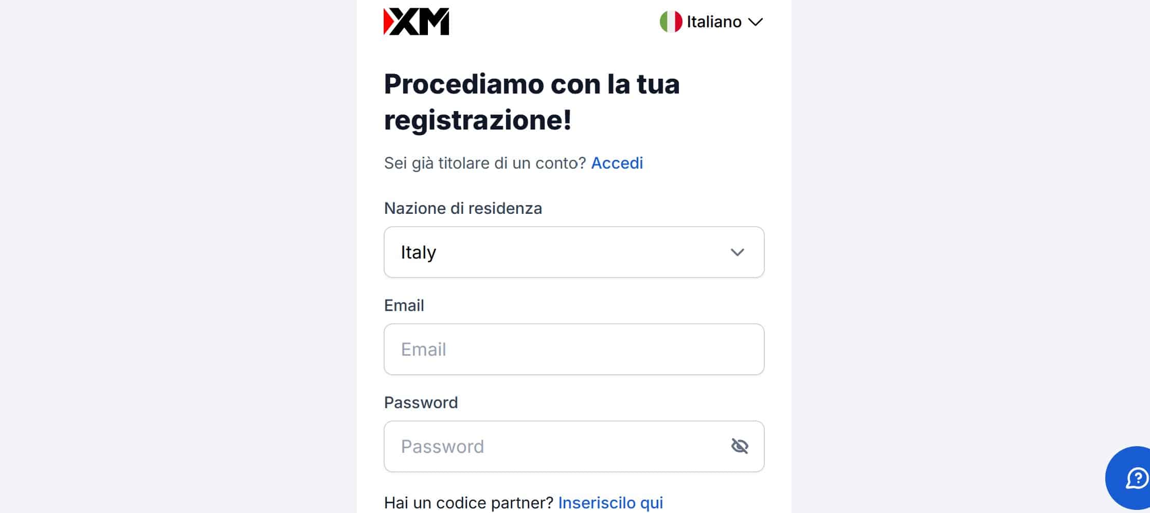 XM registrazione - apertura account