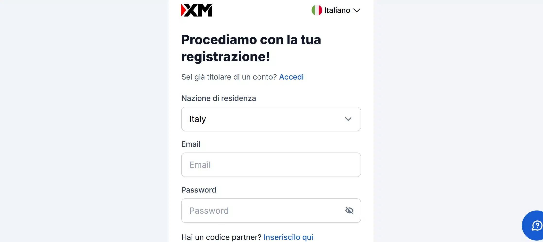 XM registrazione - apertura account