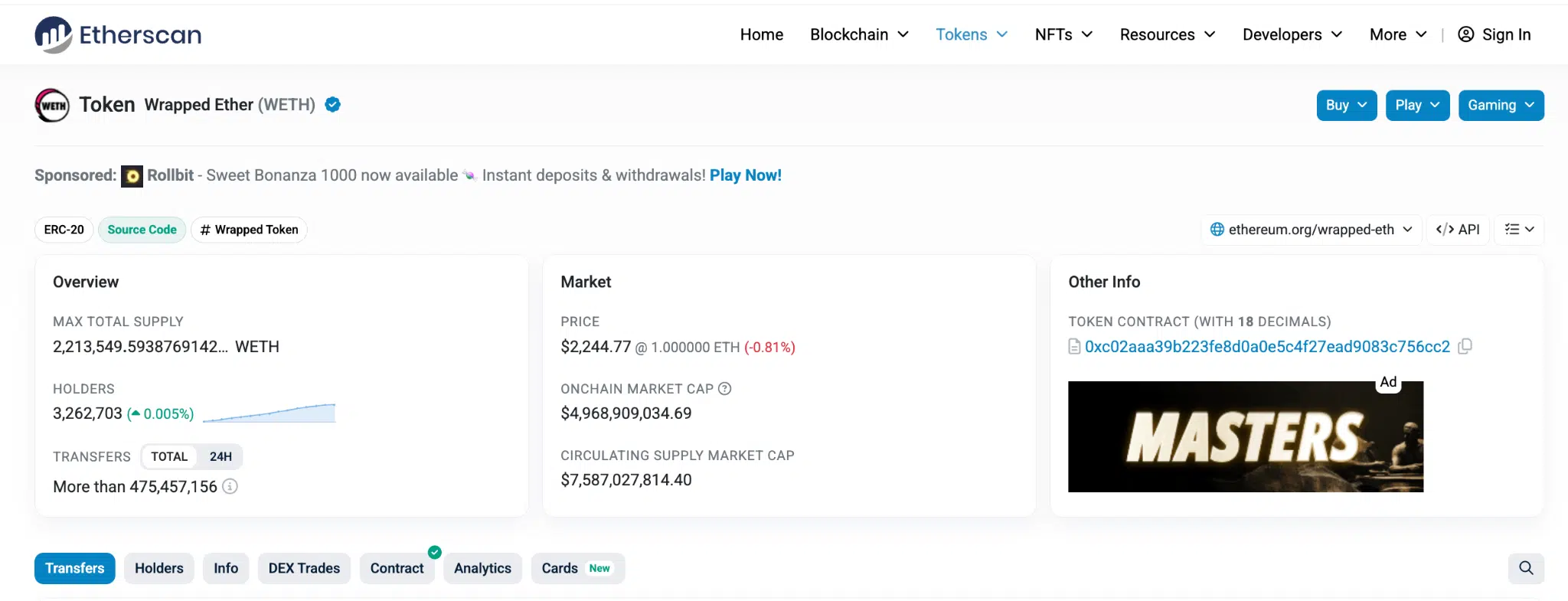 Contratto wrapped Ethereum WETH