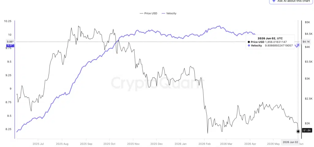 Velocity di Ethereum - Fonte: CryptoQuant