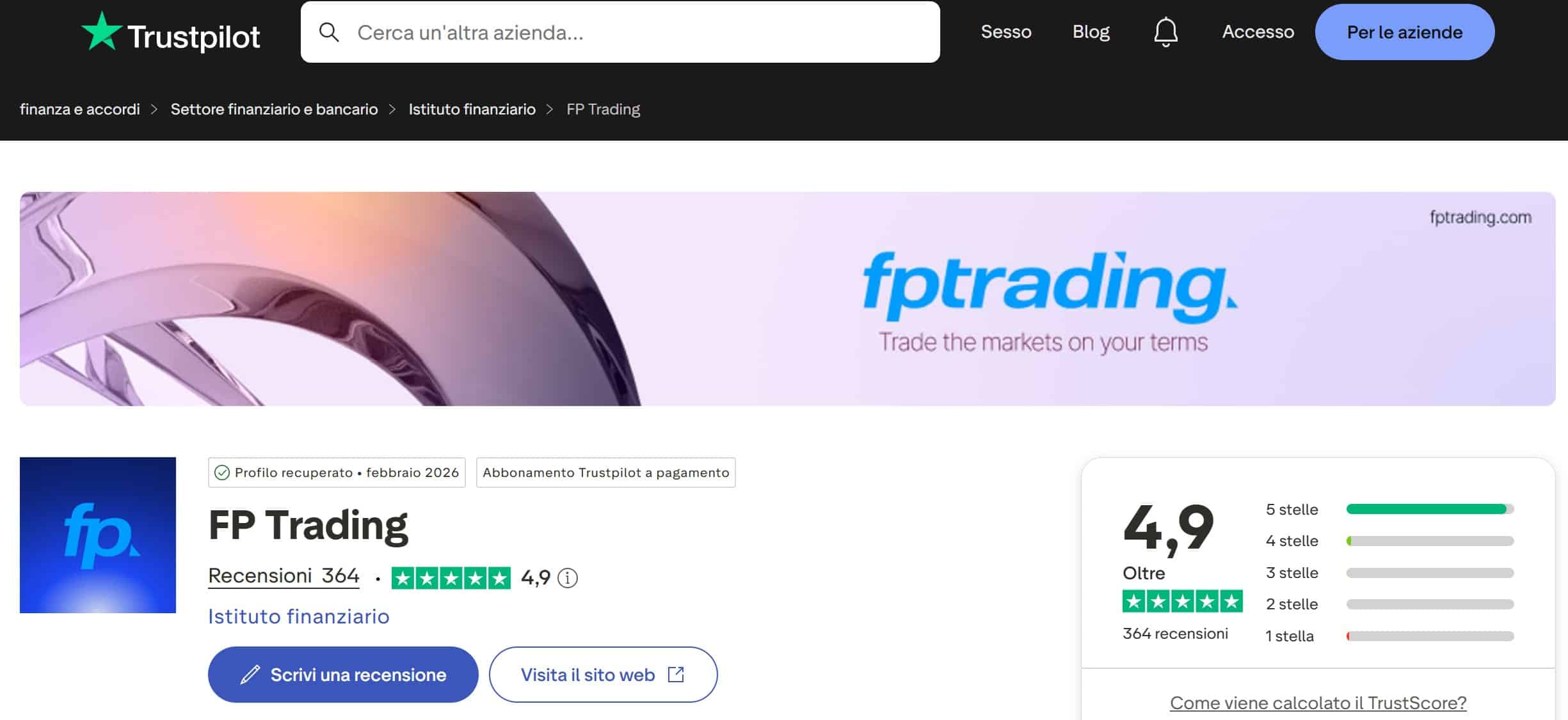 FP Trading su TrustPilot - recensioni positive e negative