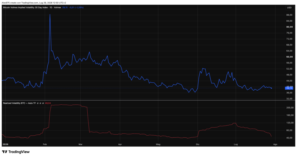 Bitcoin Implied Volatility Index - daily 29 luglio 2026