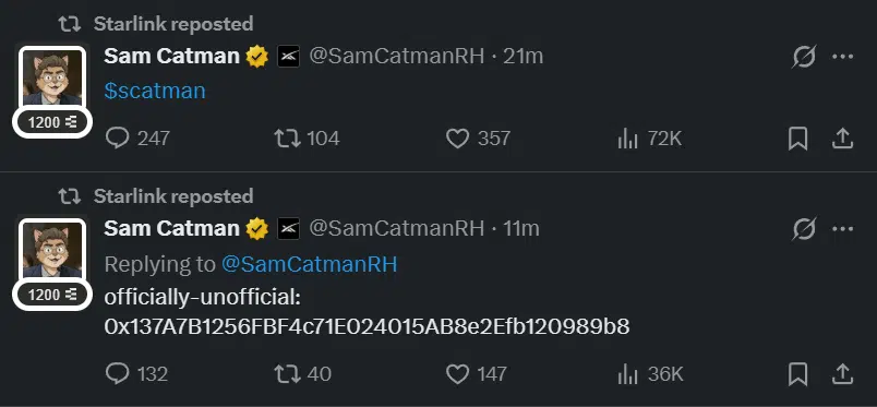SCATMAN retweet Starlink SpaceX