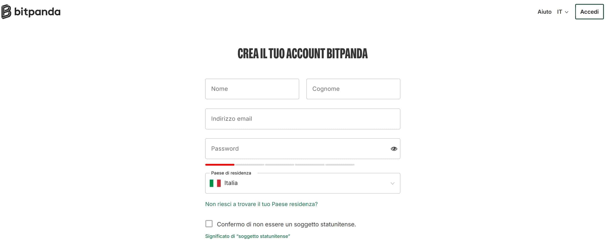Bitpanda Margin Trading - registrazione